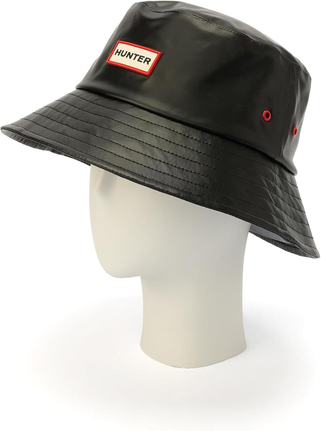 imageHUNTER Rain Bucket Hat Water Resistant Cap with Brand Logo Versatile Accessory Black