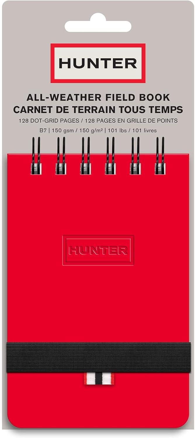 imageHunter All Weather Field Book 575 X 36 128 Pg Outdoor Notebook With Elastic Band to Protect Notes Pocket Journal With Dot Grid Stone Paper for Surveying Water ampamp Tear Resistant BlackHunter Red