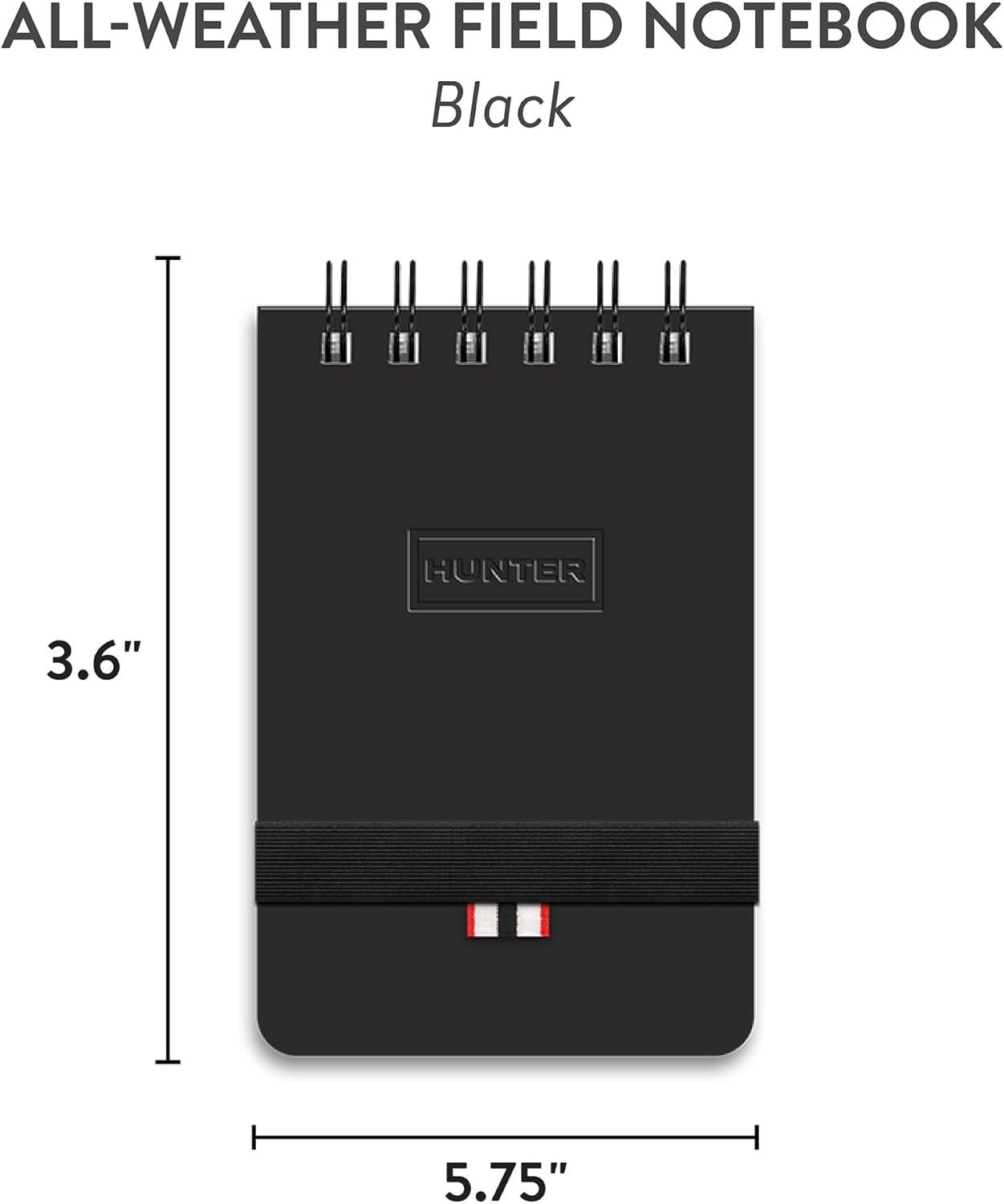 imageHunter All Weather Field Book 575 X 36 128 Pg Outdoor Notebook With Elastic Band to Protect Notes Pocket Journal With Dot Grid Stone Paper for Surveying Water ampamp Tear Resistant BlackBlack