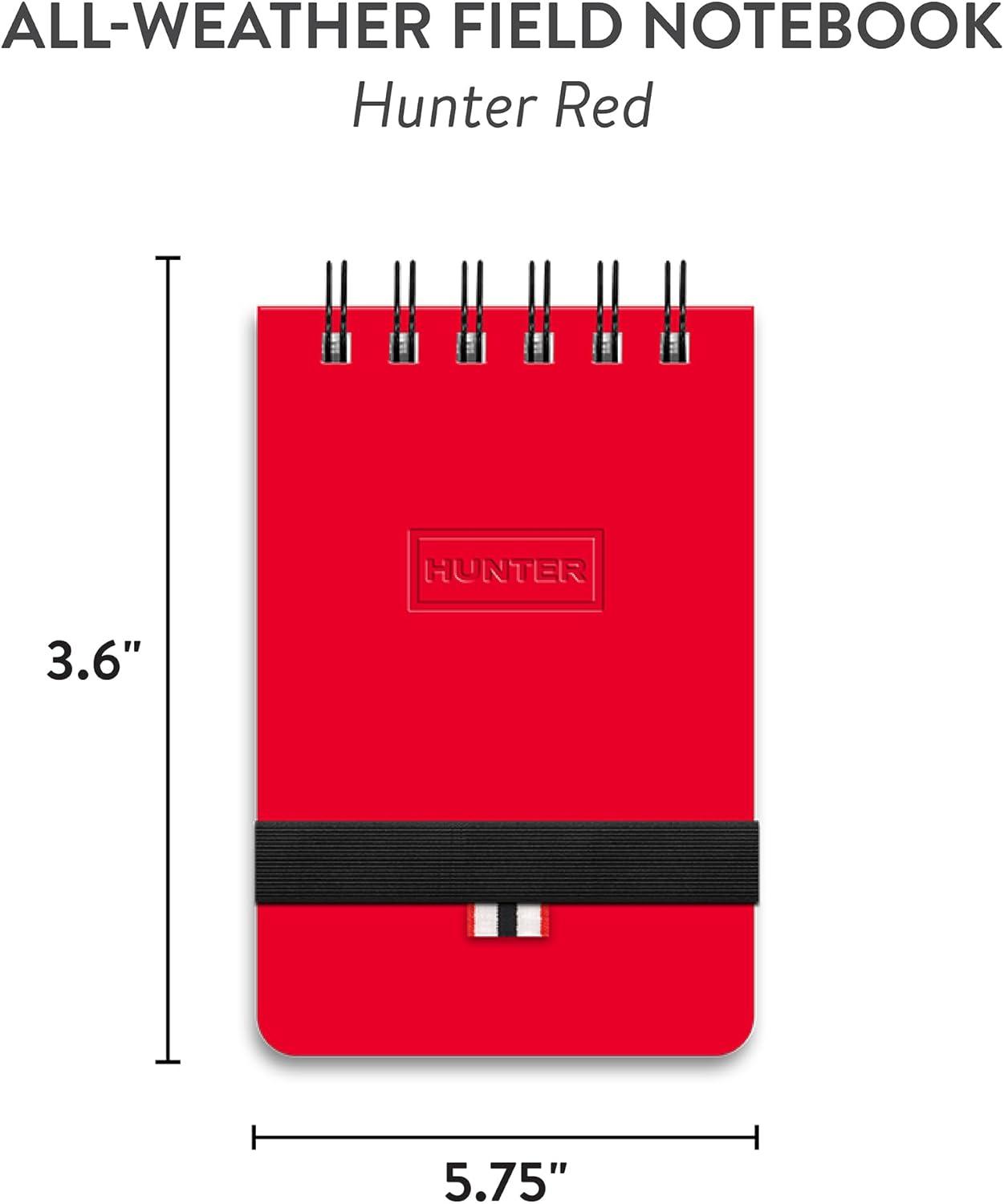 imageHunter All Weather Field Book 575 X 36 128 Pg Outdoor Notebook With Elastic Band to Protect Notes Pocket Journal With Dot Grid Stone Paper for Surveying Water ampamp Tear Resistant BlackHunter Red