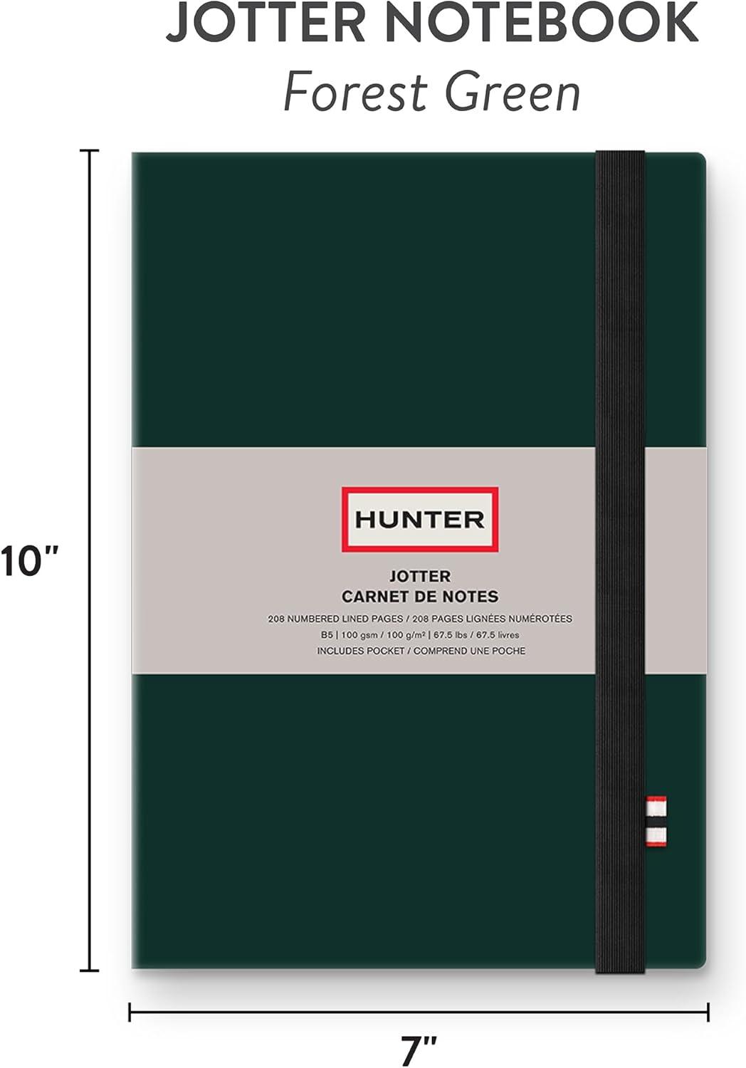 imageHunter Jotter Notebook 10 X 7 Lined Journal With 208 B5 Size Pages for Work Journaling Writing ampamp Note Taking Elastic Band ampamp Inside Pocket for Loose Notes Numbered Sheets Purring PinkForest Green