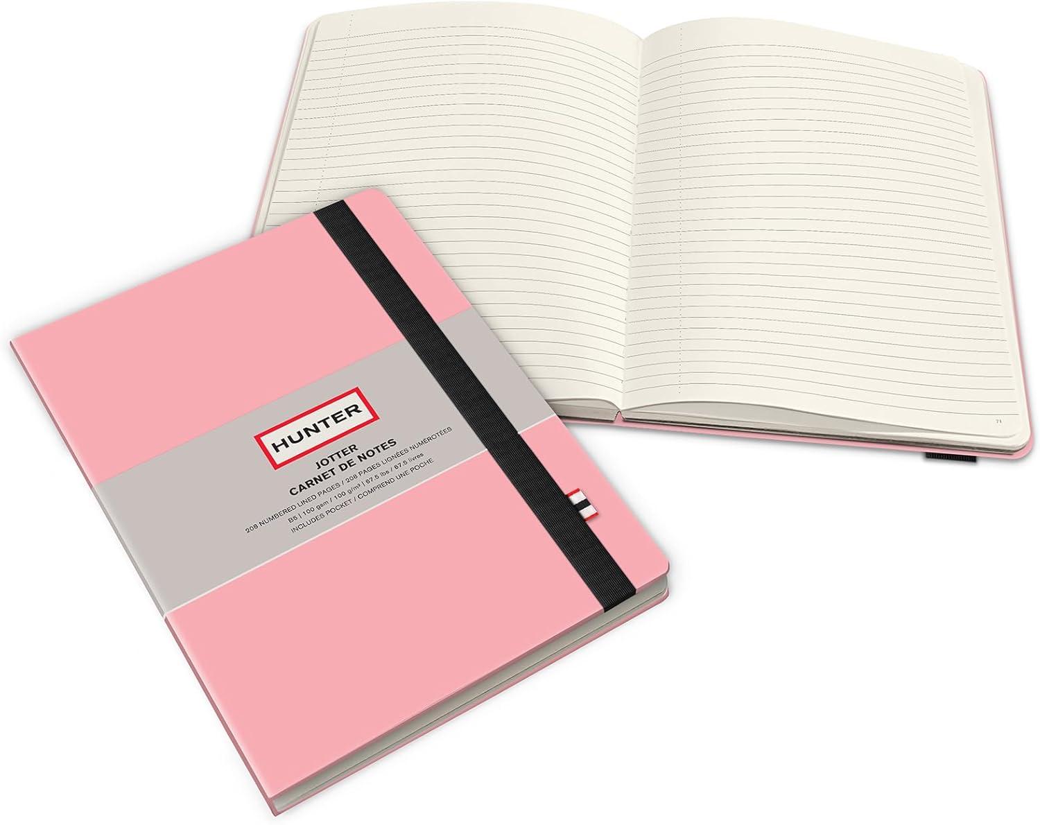 imageHunter Jotter Notebook 10 X 7 Lined Journal With 208 B5 Size Pages for Work Journaling Writing ampamp Note Taking Elastic Band ampamp Inside Pocket for Loose Notes Numbered Sheets Purring PinkPurring Pink
