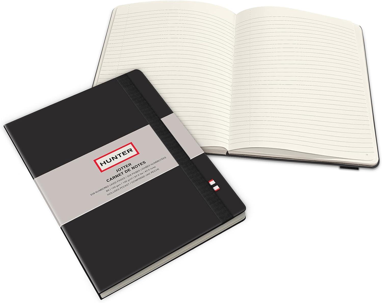 imageHunter Jotter Notebook 10 X 7 Lined Journal With 208 B5 Size Pages for Work Journaling Writing ampamp Note Taking Elastic Band ampamp Inside Pocket for Loose Notes Numbered Sheets Purring PinkBlack