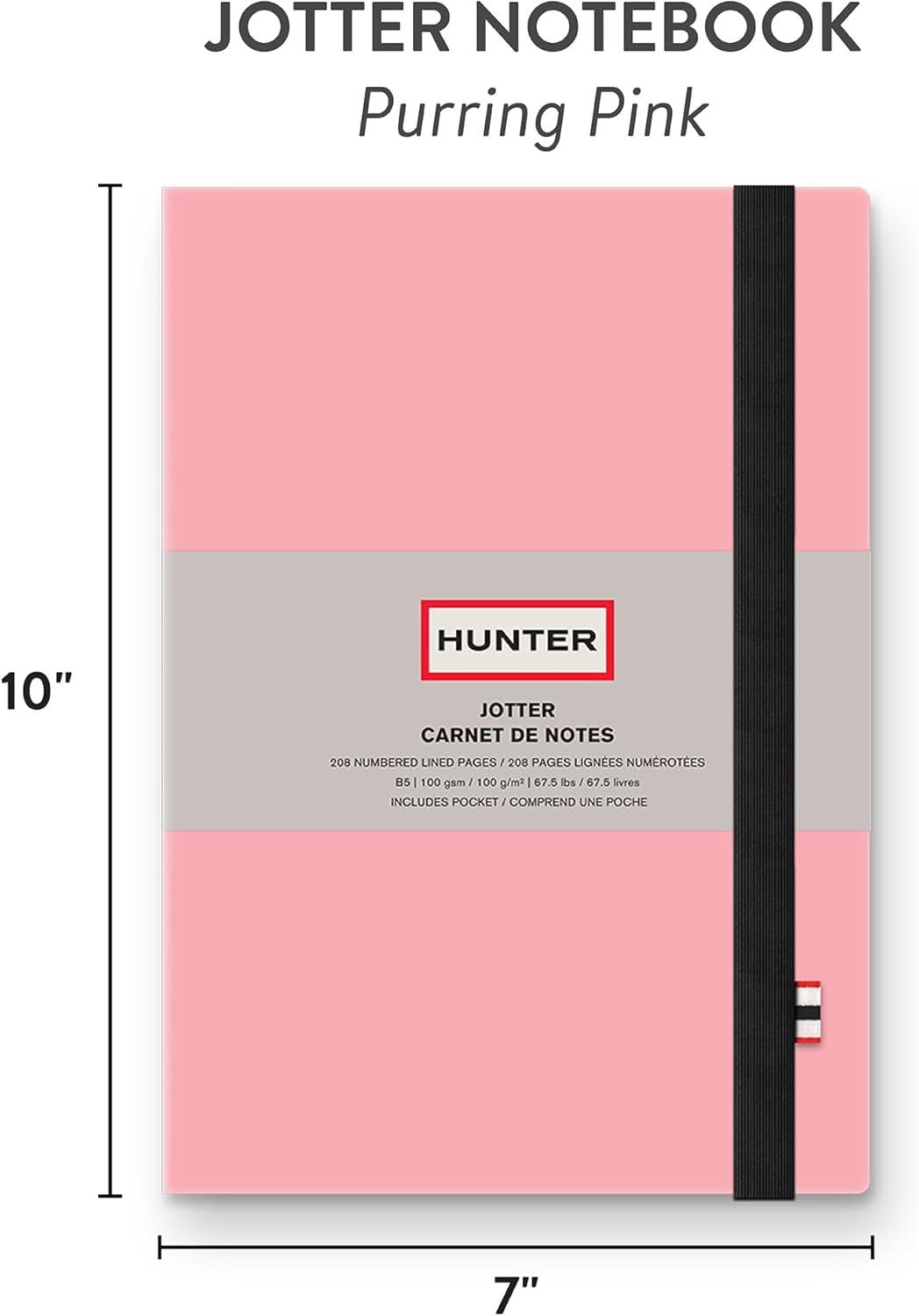 imageHunter Jotter Notebook 10 X 7 Lined Journal With 208 B5 Size Pages for Work Journaling Writing ampamp Note Taking Elastic Band ampamp Inside Pocket for Loose Notes Numbered Sheets Purring PinkPurring Pink