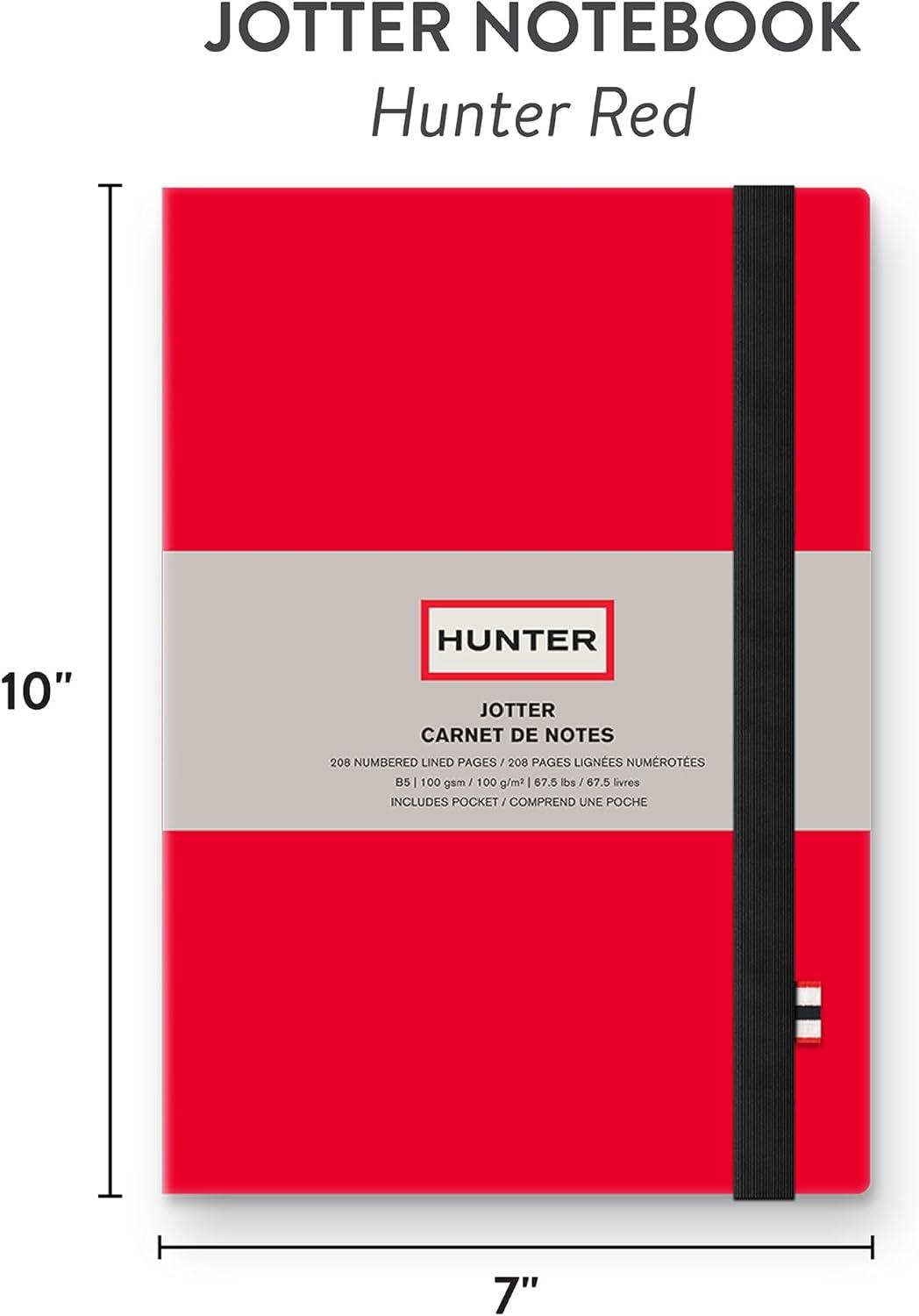 imageHunter Jotter Notebook 10 X 7 Lined Journal With 208 B5 Size Pages for Work Journaling Writing ampamp Note Taking Elastic Band ampamp Inside Pocket for Loose Notes Numbered Sheets Purring PinkRed Jotter