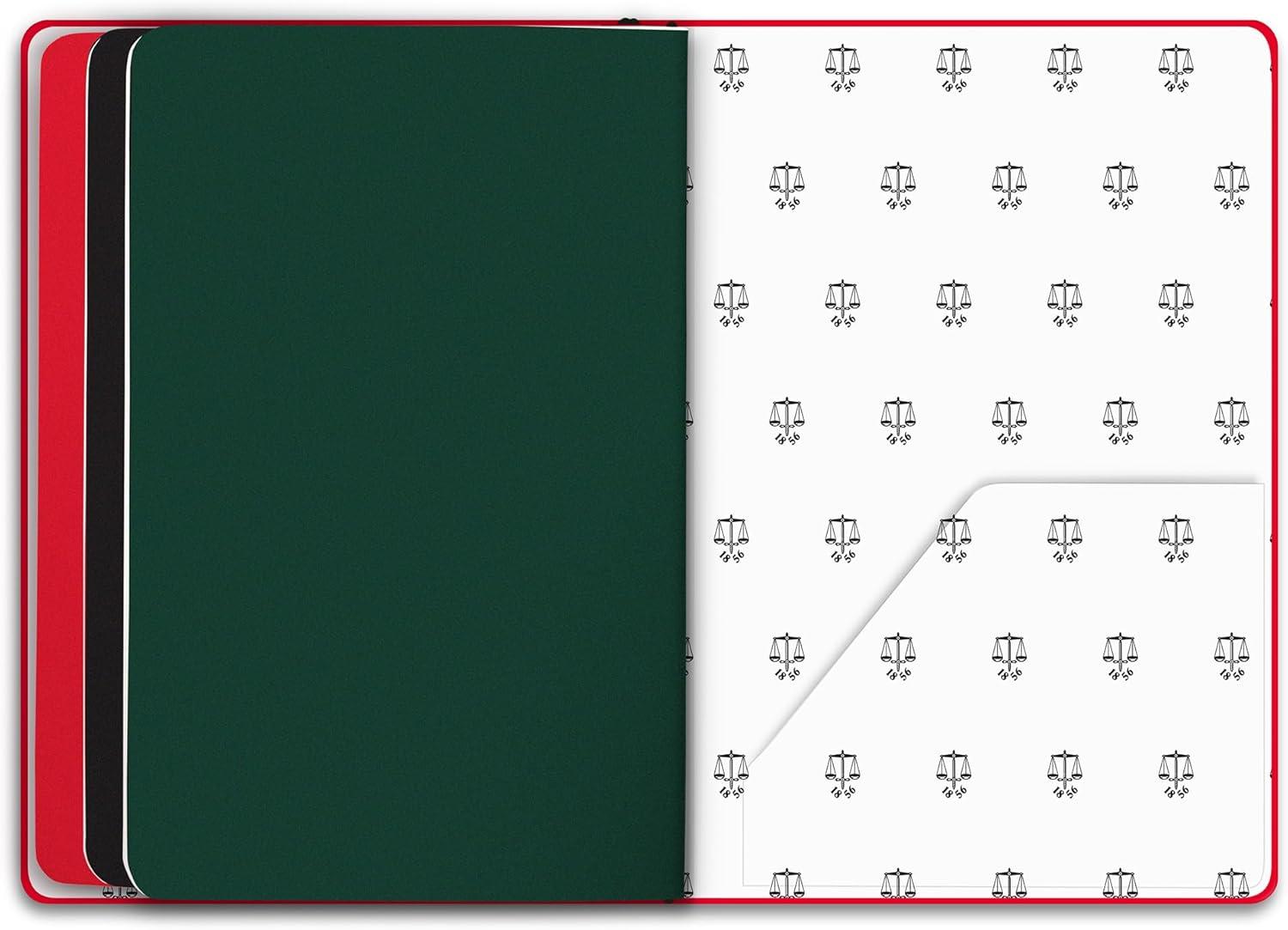 imageHunter Rambler Refillable Notebook 86 X 6 Book with 3 A5 Booklets 80 Pages Each of Lined Paper Dot Grid ampamp Blank Pages for Drawing or Journaling Elastic Band ampamp Inside Pocket BlackRed Rambler