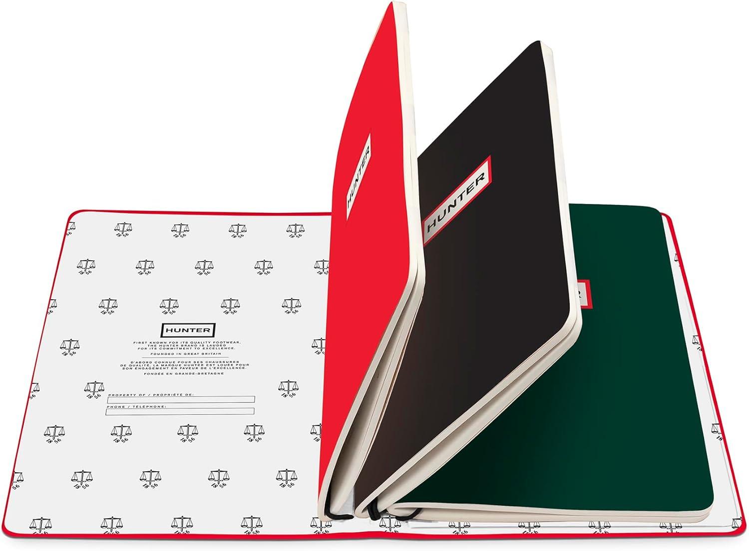 imageHunter Rambler Refillable Notebook 86 X 6 Book with 3 A5 Booklets 80 Pages Each of Lined Paper Dot Grid ampamp Blank Pages for Drawing or Journaling Elastic Band ampamp Inside Pocket BlackRed Rambler