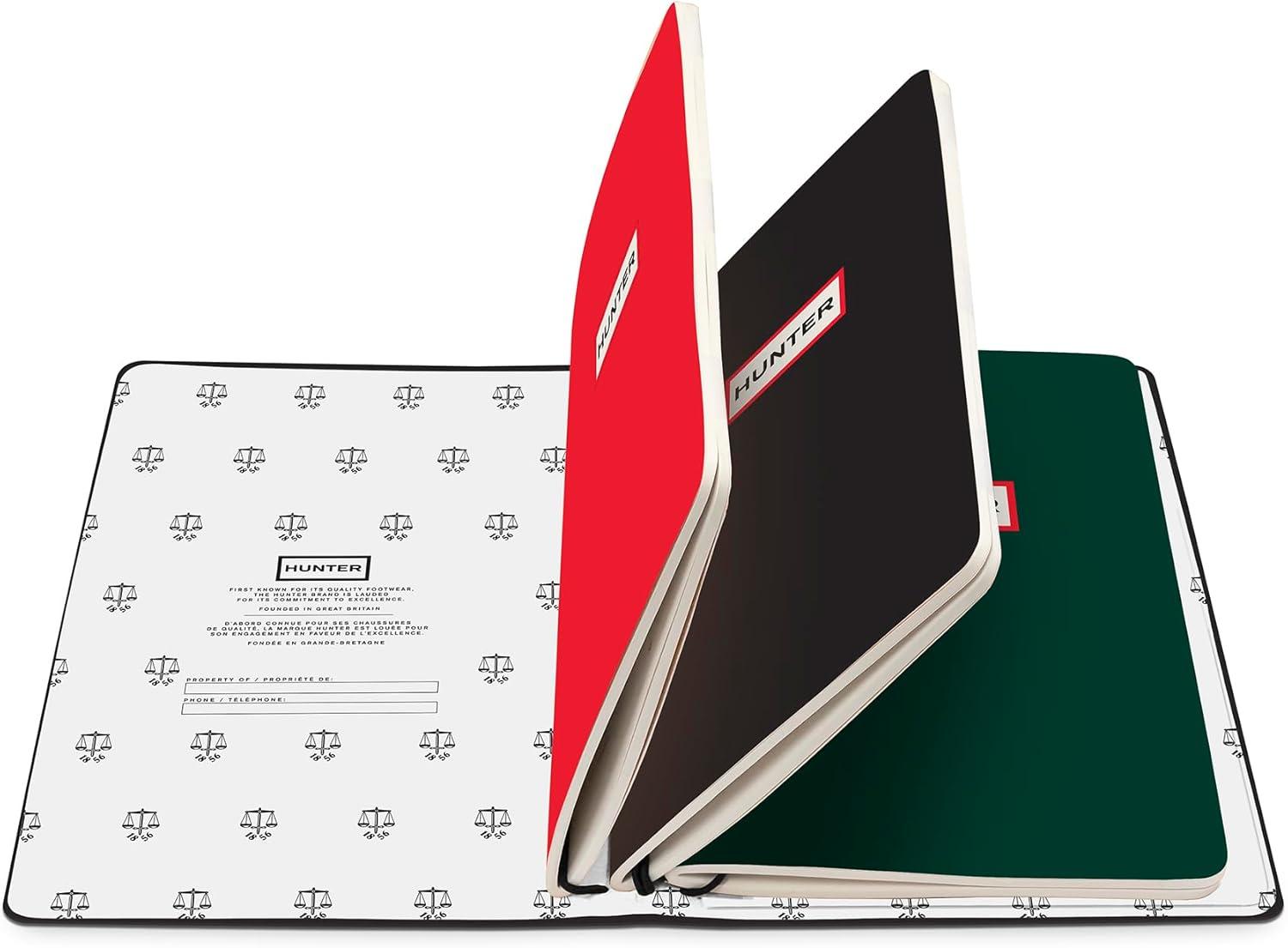 imageHunter Rambler Refillable Notebook 86 X 6 Book with 3 A5 Booklets 80 Pages Each of Lined Paper Dot Grid ampamp Blank Pages for Drawing or Journaling Elastic Band ampamp Inside Pocket BlackBlack