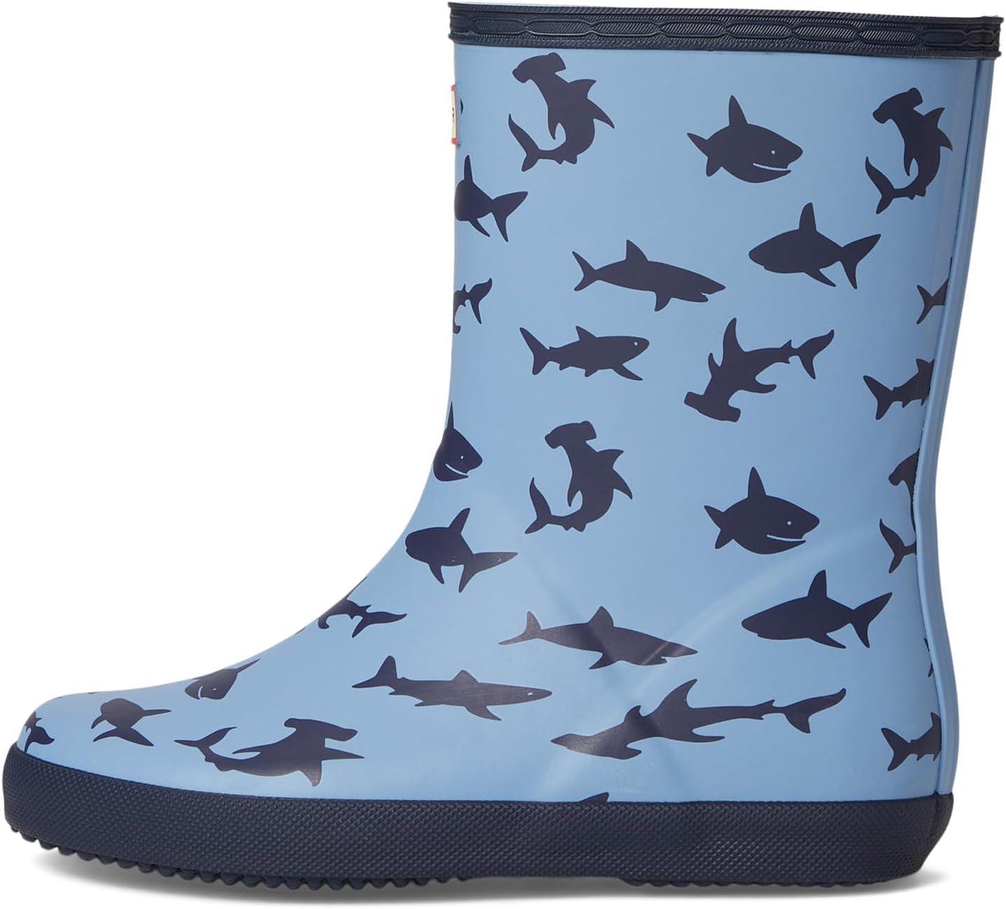 imageHunter UnisexChild First Classic Boots ToddlerLittle Kid RainMedium Blue Shark Multi