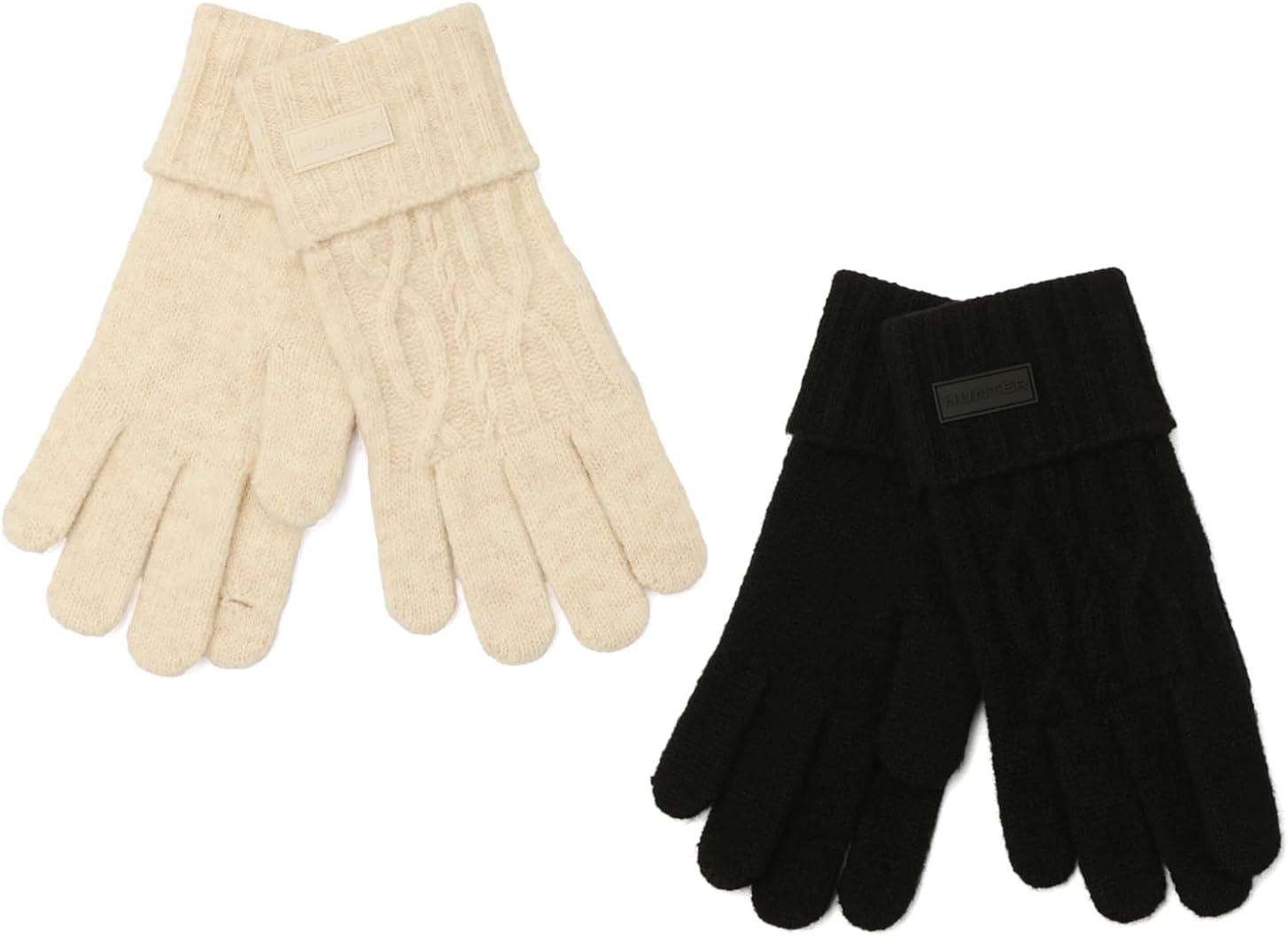 imageHunter Womens Cable Cuffed Glove Gloves with Brand Logo Comfortable ampamp Warm Fashion AccessoryBlack