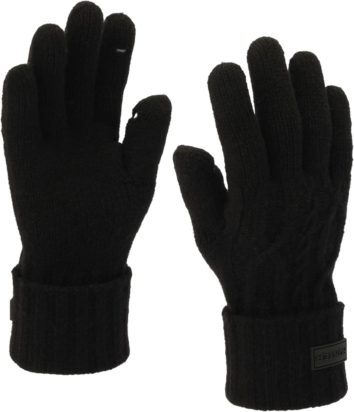 imageHunter Womens Cable Cuffed Glove Gloves with Brand Logo Comfortable ampamp Warm Fashion AccessoryBlack