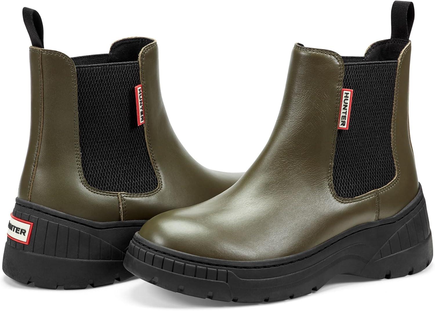 imageHunter Womens Neveah Waterproof Chelsea BootDark Green Leather