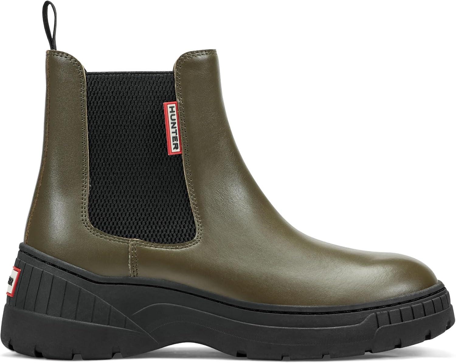 imageHunter Womens Neveah Waterproof Chelsea BootDark Green Leather