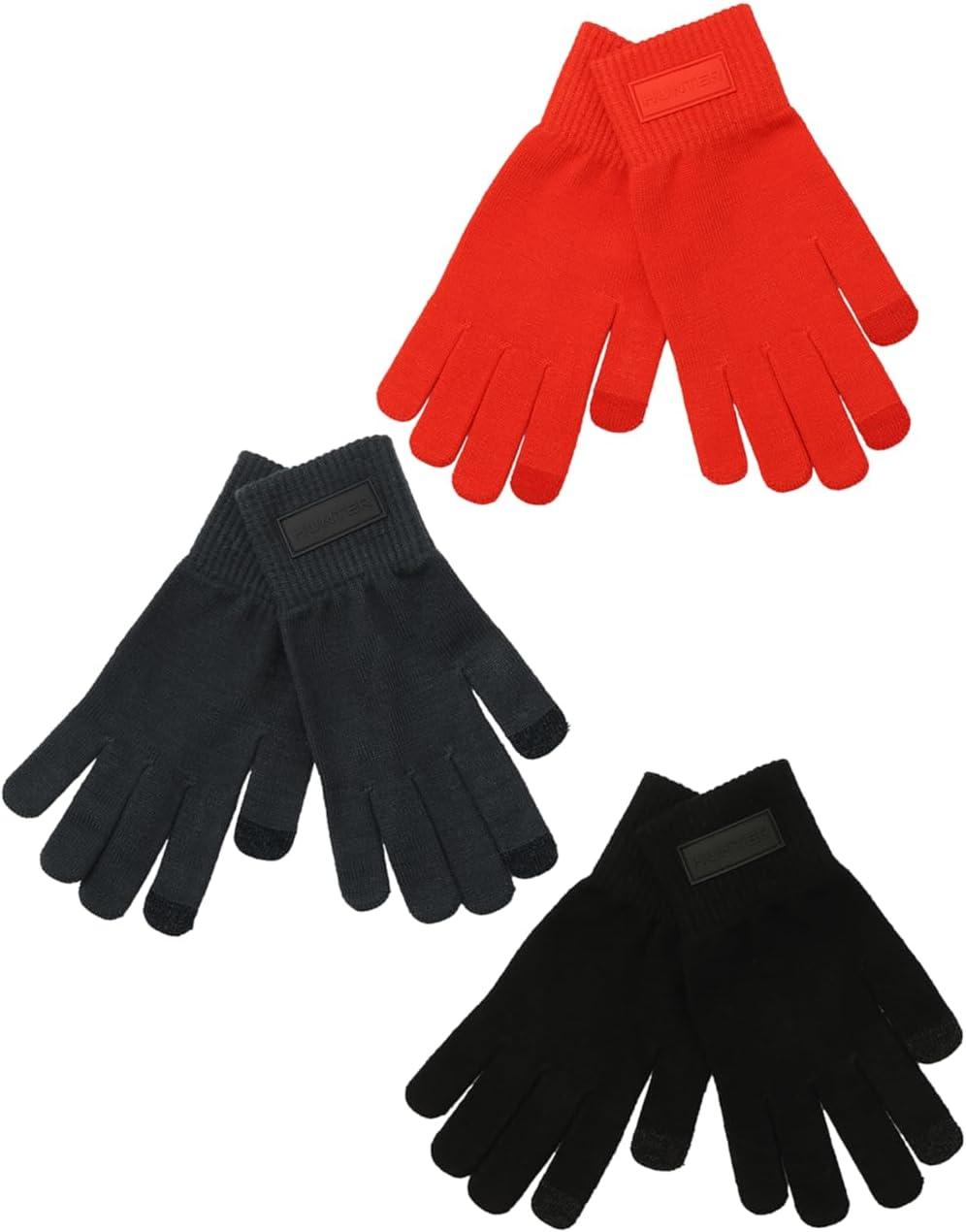 imageHunter Womens Play Tonal Logo Knit Glove Gloves with Brand Logo Comfortable ampamp Warm AccessoryBlack