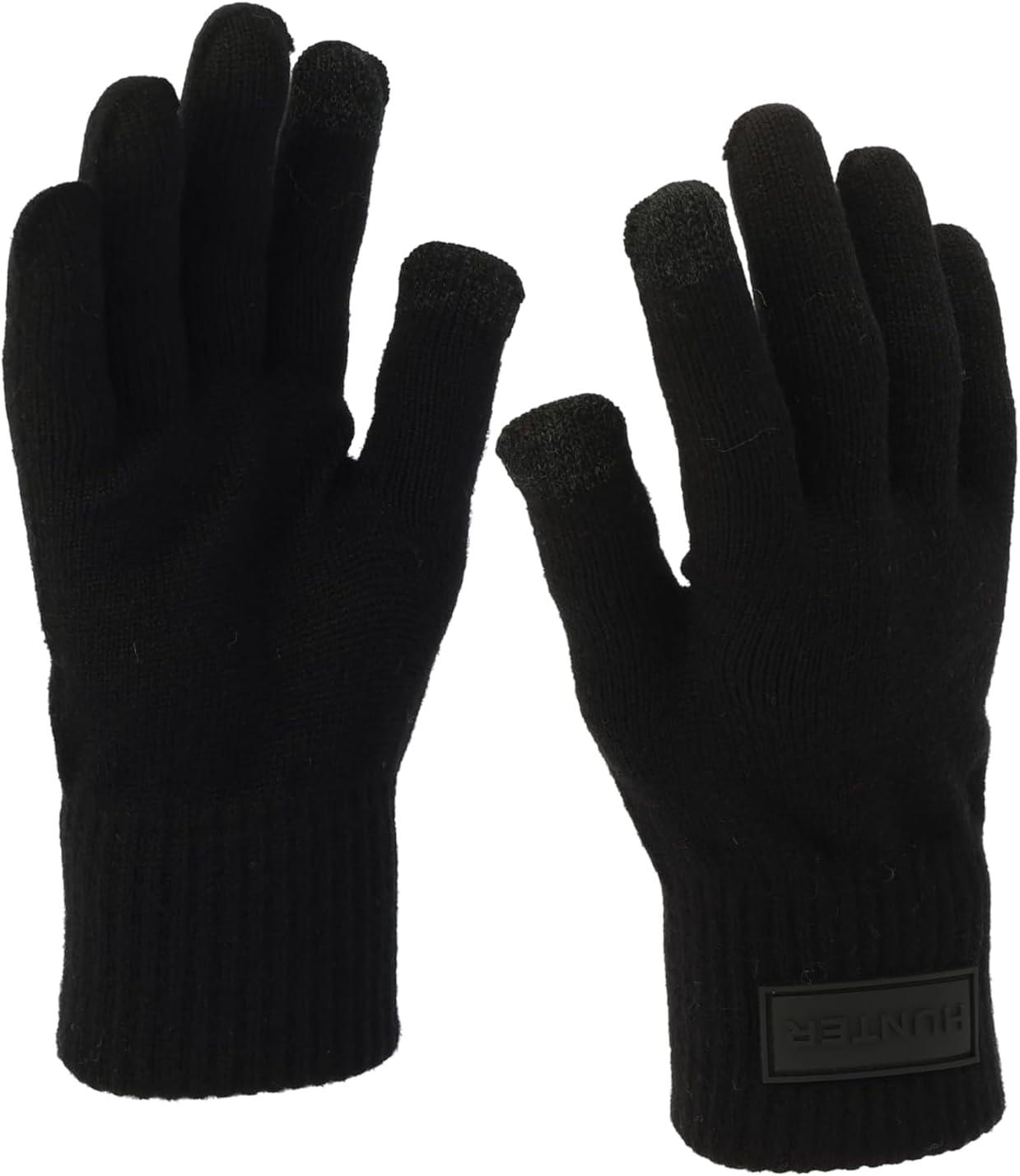 imageHunter Womens Play Tonal Logo Knit Glove Gloves with Brand Logo Comfortable ampamp Warm AccessoryBlack