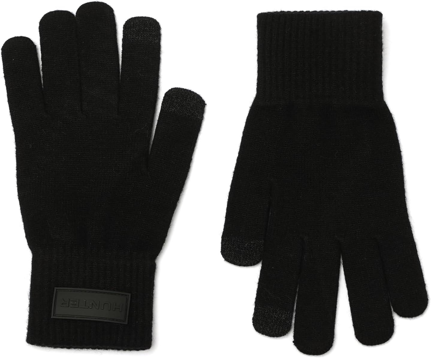 imageHunter Womens Play Tonal Logo Knit Glove Gloves with Brand Logo Comfortable ampamp Warm AccessoryBlack