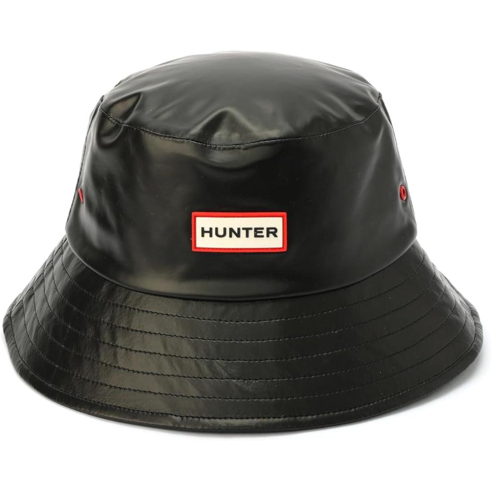 imageHUNTER Rain Bucket Hat Water Resistant Cap with Brand Logo Versatile Accessory Black