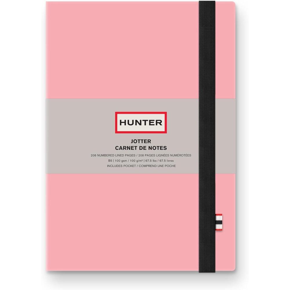 imageHunter Jotter Notebook 10 X 7 Lined Journal With 208 B5 Size Pages for Work Journaling Writing ampamp Note Taking Elastic Band ampamp Inside Pocket for Loose Notes Numbered Sheets Purring PinkPurring Pink