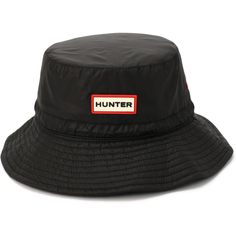 imageHunter Ripstop Bucket Hat Nylon Cap with Brand Logo Versatile AccessoryBlack