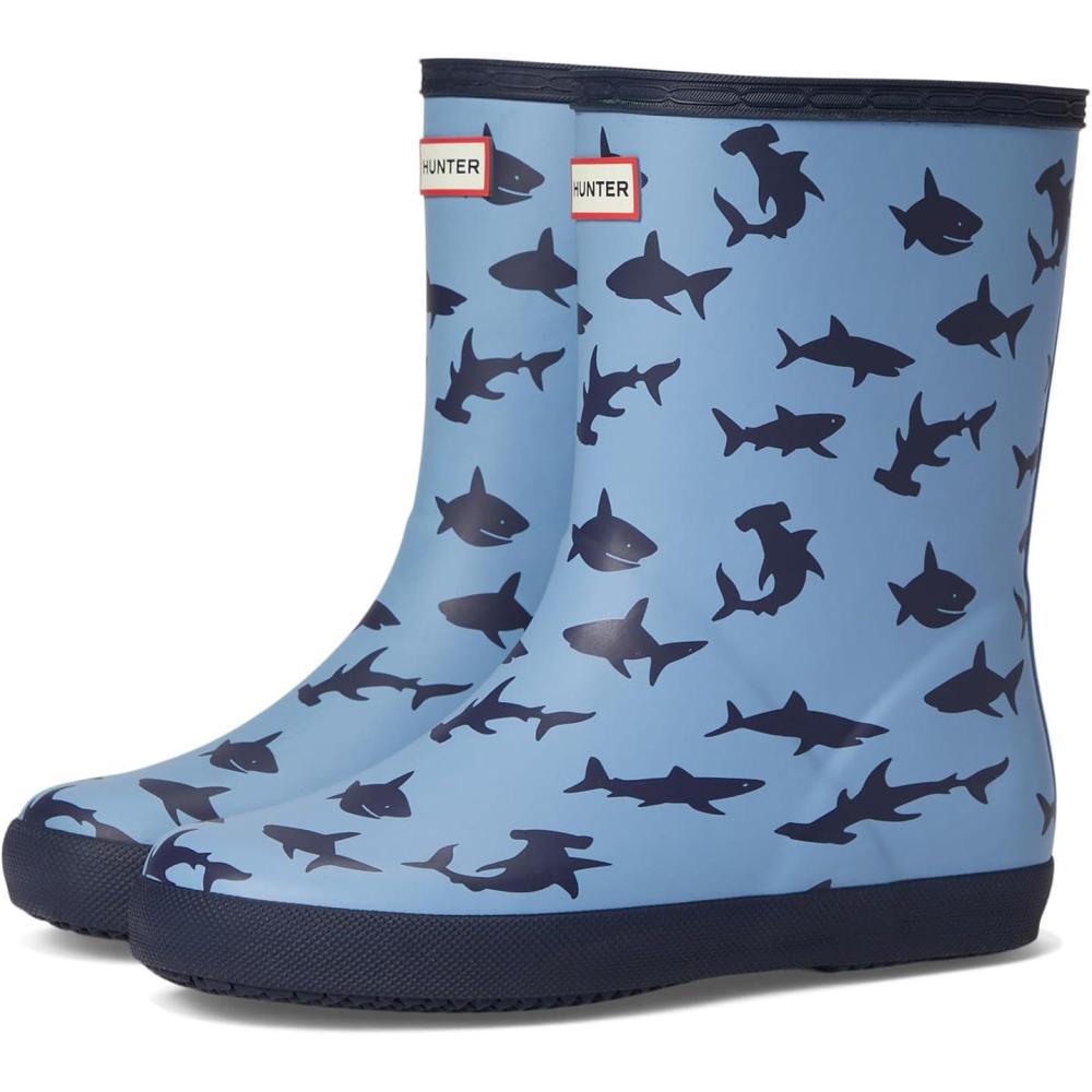 imageHunter UnisexChild First Classic Boots ToddlerLittle Kid RainMedium Blue Shark Multi