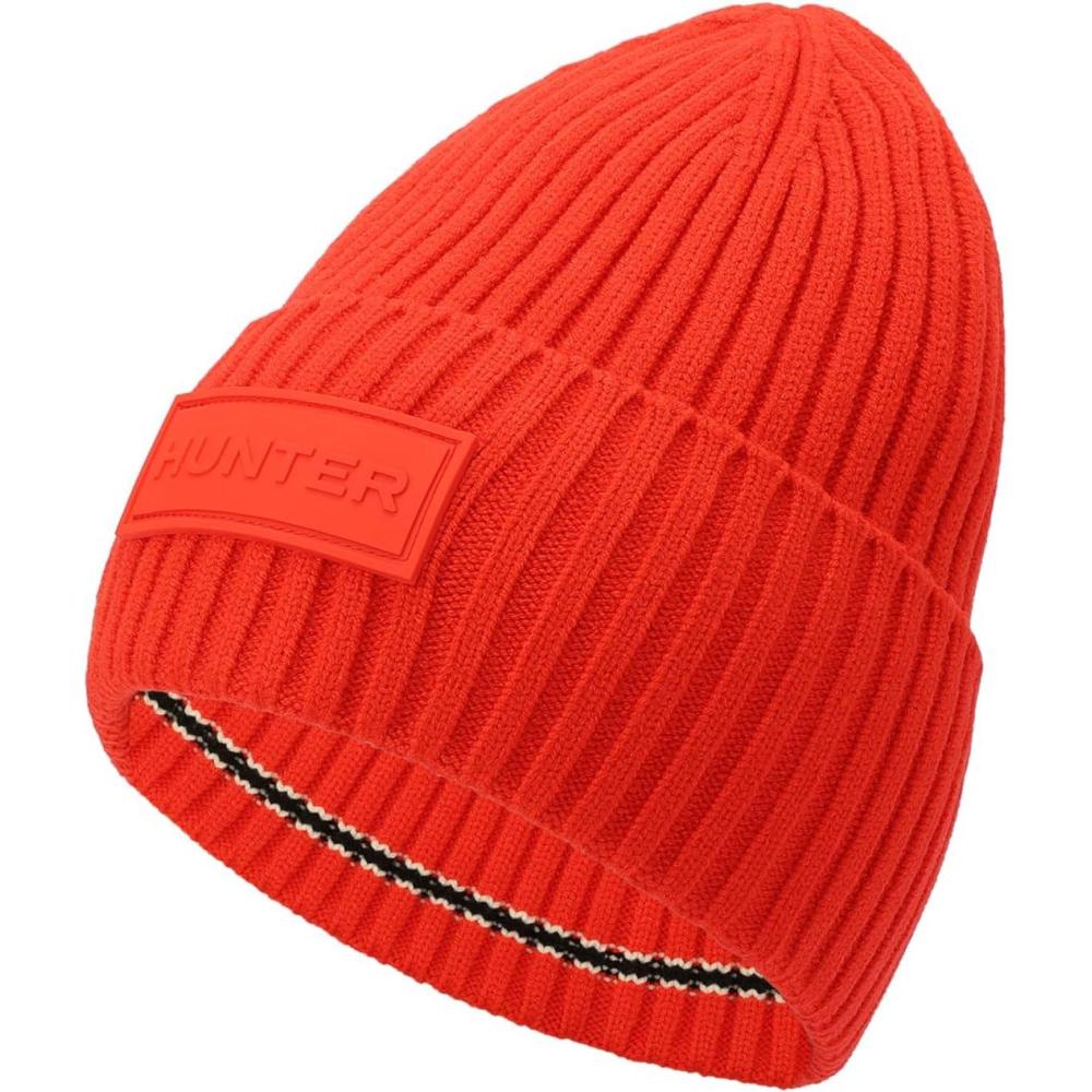 imageHunter Womens Play Tonal Logo Cuff Beanie Hat with Brand Logo Comfortable ampamp Warm AccessoryHunter Red