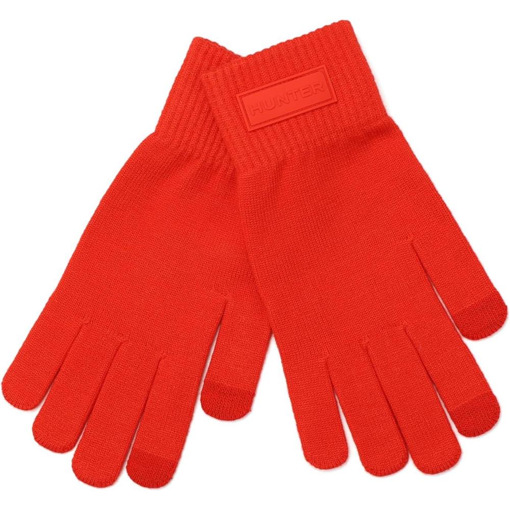 imageHunter Womens Play Tonal Logo Knit Glove Gloves with Brand Logo Comfortable ampamp Warm AccessoryHunter Red