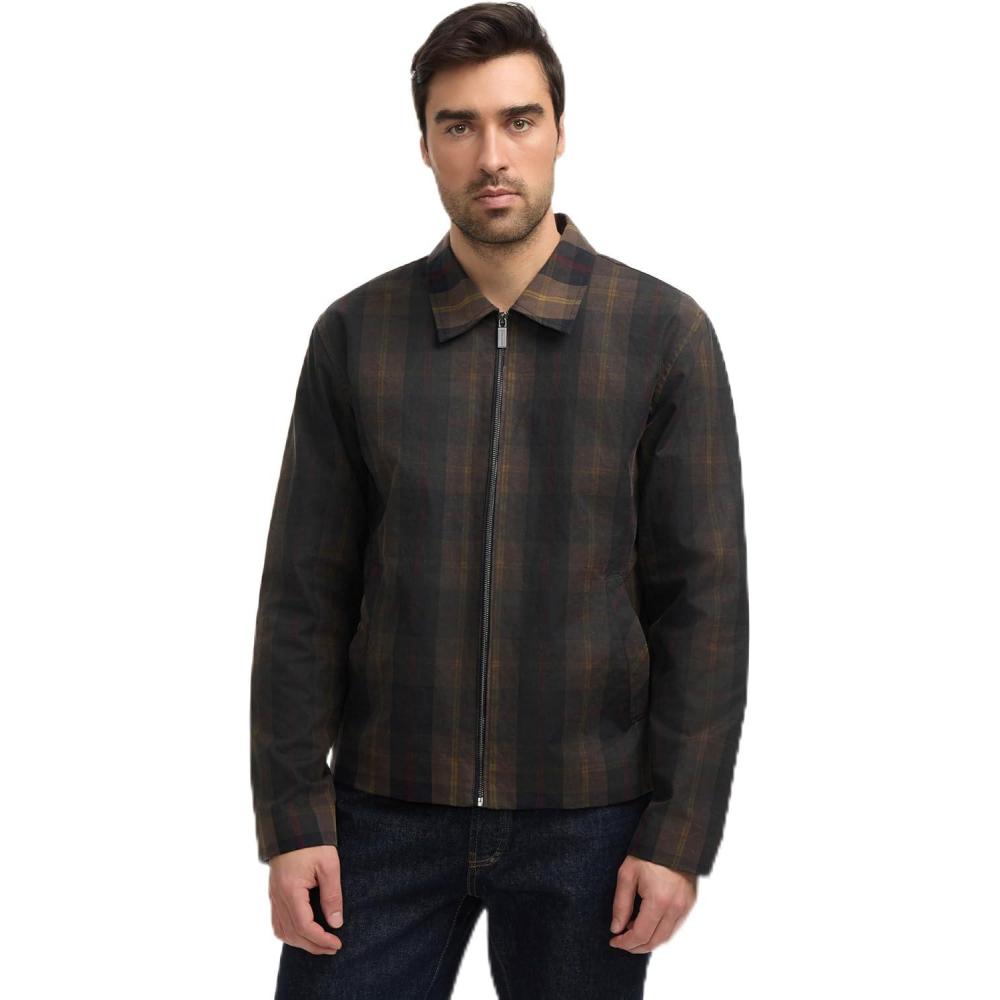 imageHunter mens Foster Wax JacketBrown Plaid