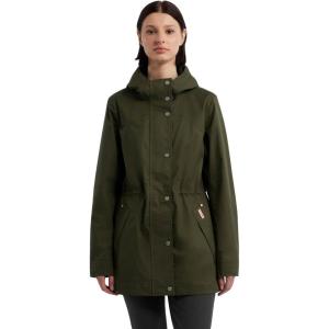 HUNTER Adela Cotton Canvas RAIN Jacket,Blizzard Blue,M(Hunter Green)