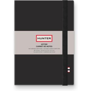 Hunter – Jotter Notebook, 10” X 7” Lined Journal With 208 B5 Size Pages for Work, Journaling, Writing, & Note Taking, Elastic Band & Inside Pocket for Loose Notes, Numbered Sheets, Purring Pink(Black)