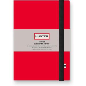 Hunter – Jotter Notebook, 10” X 7” Lined Journal With 208 B5 Size Pages for Work, Journaling, Writing, & Note Taking, Elastic Band & Inside Pocket for Loose Notes, Numbered Sheets, Purring Pink(Red Jotter)