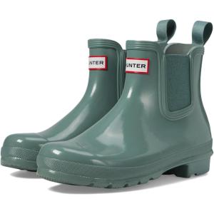 Hunter womens Original Gloss Chelsea Boots(Green)