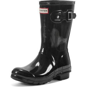 Hunter womens Original Short Gloss Rain Boots(Black)