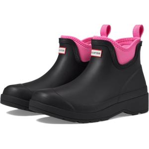 Hunter womens Play Chelsea Neoprene Boots(Black/Highlighter Pink)