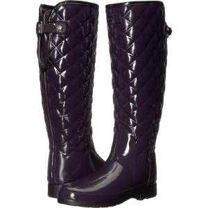 Hunter womens Refined Tall Quilted GlossRain Boot(Purple)