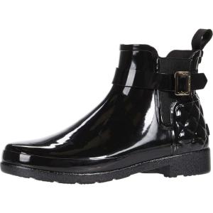 womens Refined Chelsea Quilted GlossRain Boot(Black)