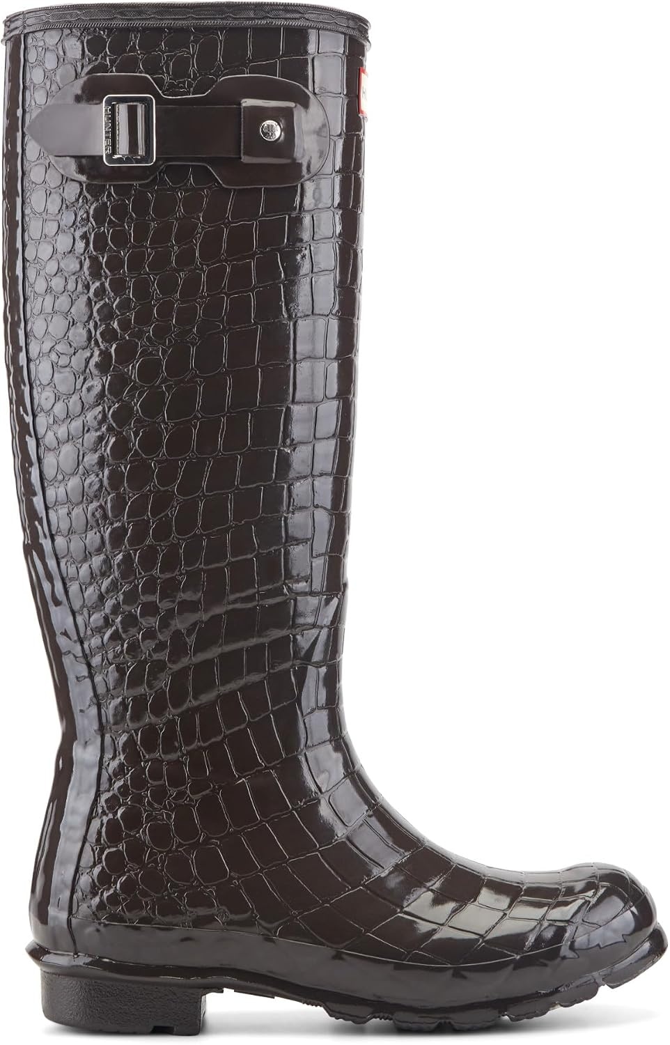 image:imageHunter Original Tall Embossed BootsDark Brown Croco