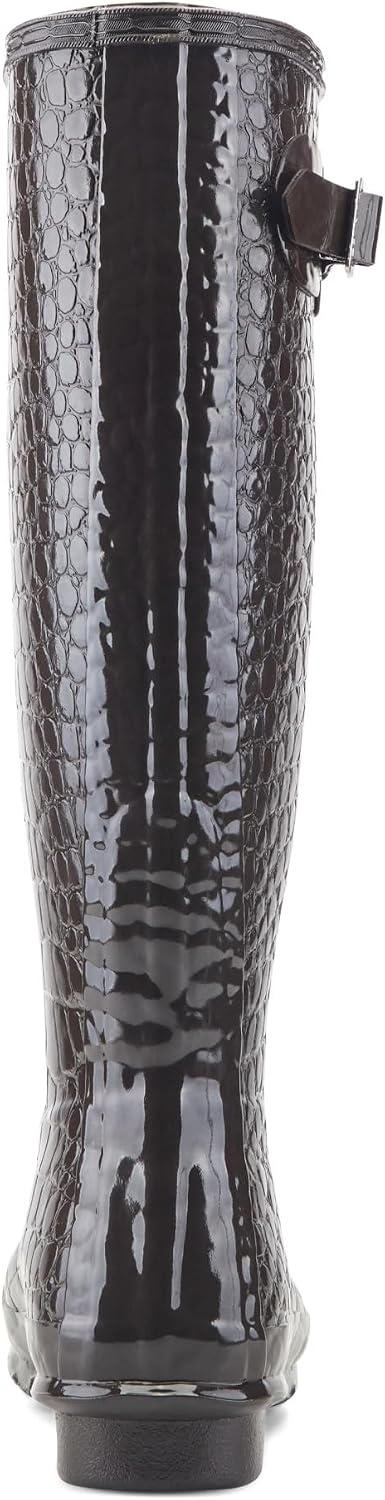 image:imageHunter Original Tall Embossed BootsDark Brown Croco