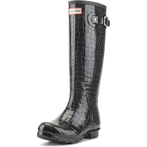 Hunter Original Tall Embossed Boots(Black Croco)