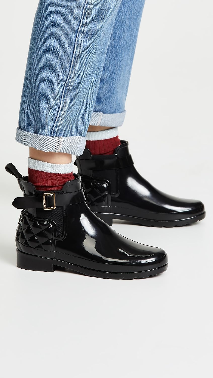 image:imageHunter Footwear womens Refined Chelsea Quilted GlossRain BootBlack