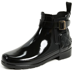 Hunter Footwear womens Refined Chelsea Quilted GlossRain Boot(Black)
